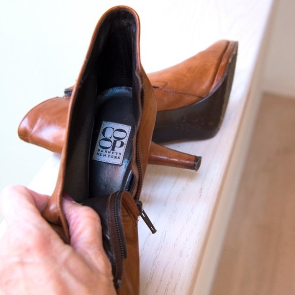 Barneys New York CO-OP Brown Mahogany Stiletto Heel Booties 37 - Picture 6 of 8